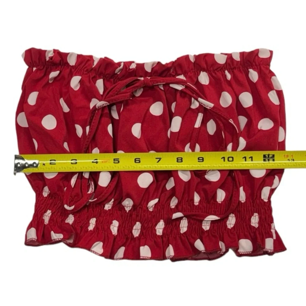 SHEIN size medium red crop top with white spots in perfect condition shirt! - Picture 4 of 8
